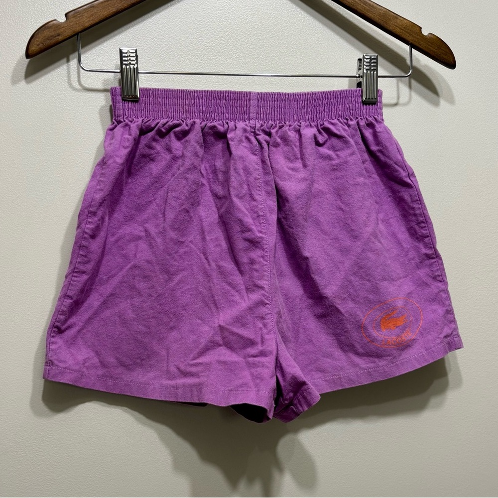 Lacoste Izod Vintage 1980s High Waist Girls Athletic Sport Mini Shorts Purple